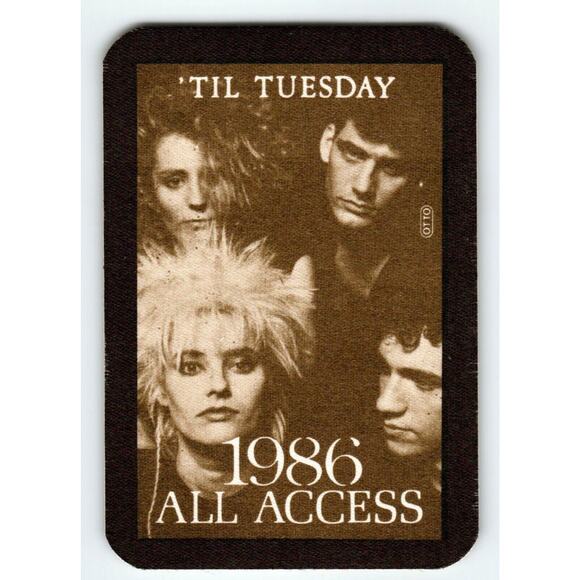 Til Tuesday 1986 Backstage Pass Pop Rock Cloth Fabric Original Vintage Band Pic - Picture 1 of 2
